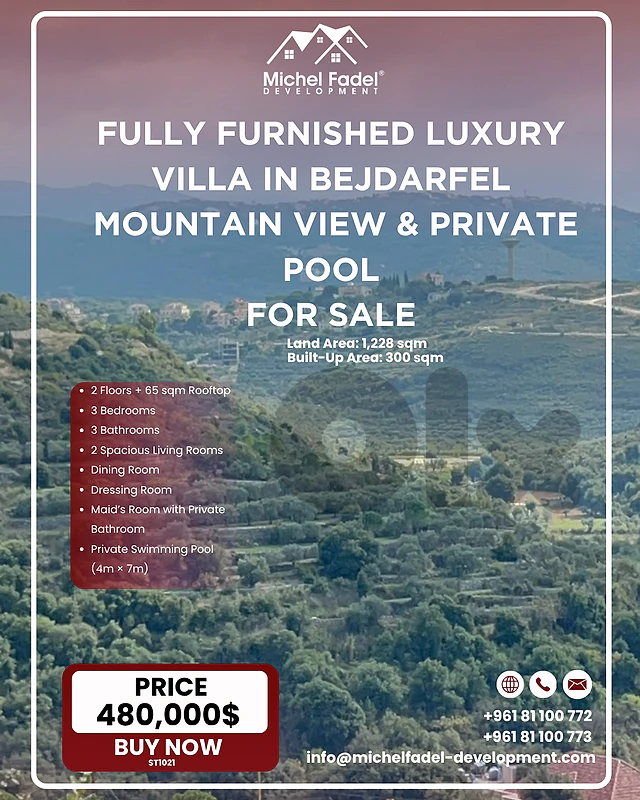 ST1021-Fully Furnished Luxury Villa for Sale I Bejdarfel Mountain View