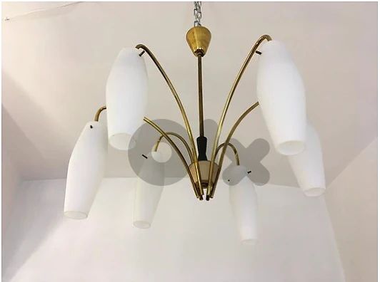 1950's Italian Stilnovo Brass Chandelier
