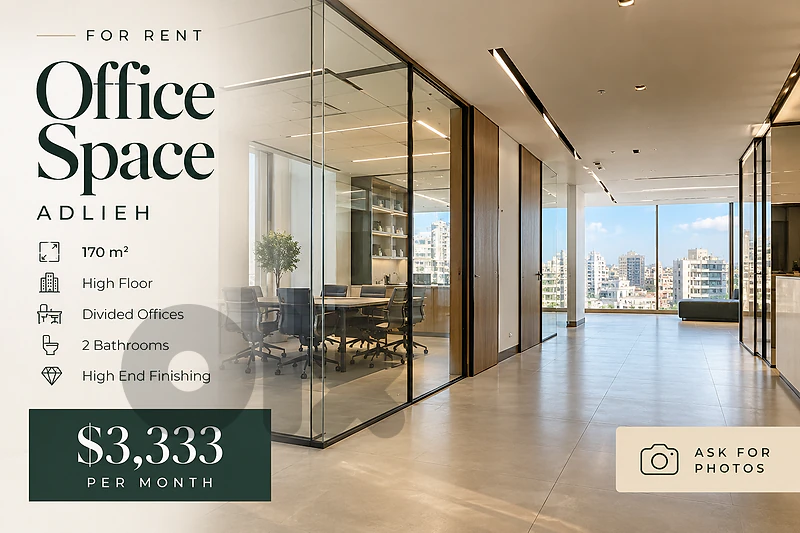 RAO26-5519 Office for Rent in Adlieh | 170 sqm | High Floor
