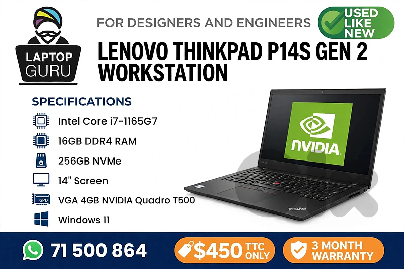 Lenovo Thinkpad P14S GEN 2 I7-1165G7  16GB  256GB  14'' 4GB NVIDIA
