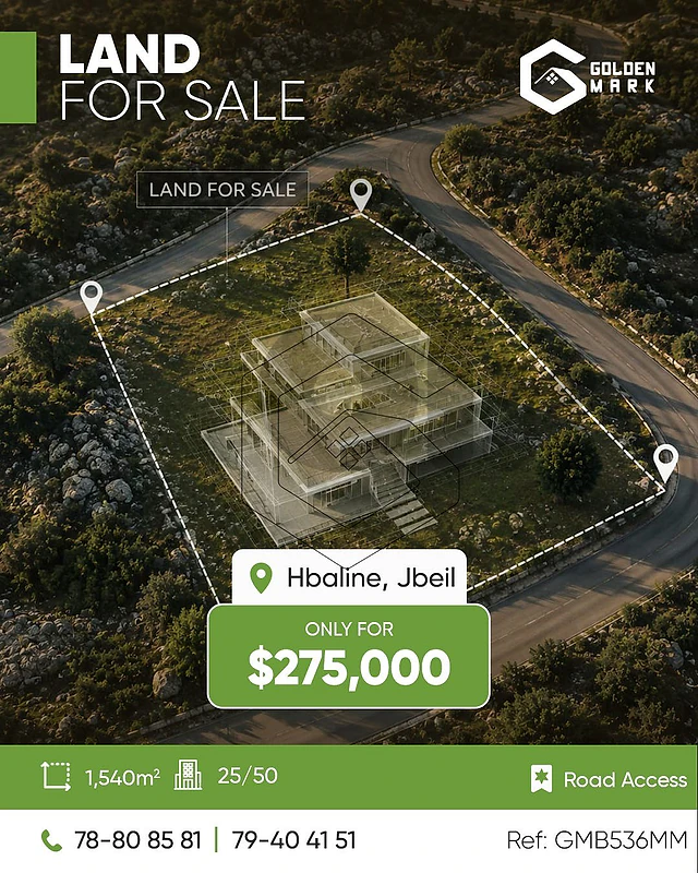 GMB536MM Land for sale in Hbaline Jbeil أرض للبيع في حبالين - جبيل