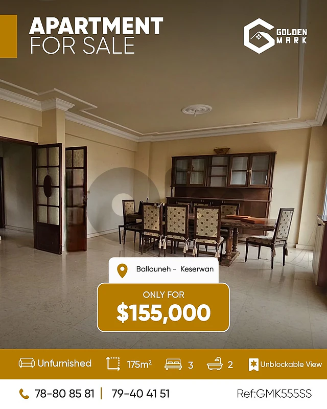 GMK555SS -  Apartment For Sale in Ballouneh -  شقة للبيع في بلونة