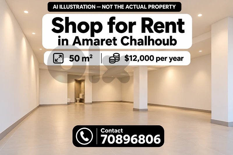 50 m² Shop for Rent in Amaret Chalhoub - $12,000/Year