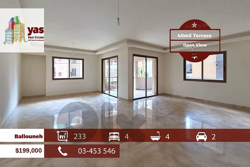 Ballouneh 233m2 | 40m2 Terrace | New | Open View | Unique | TO