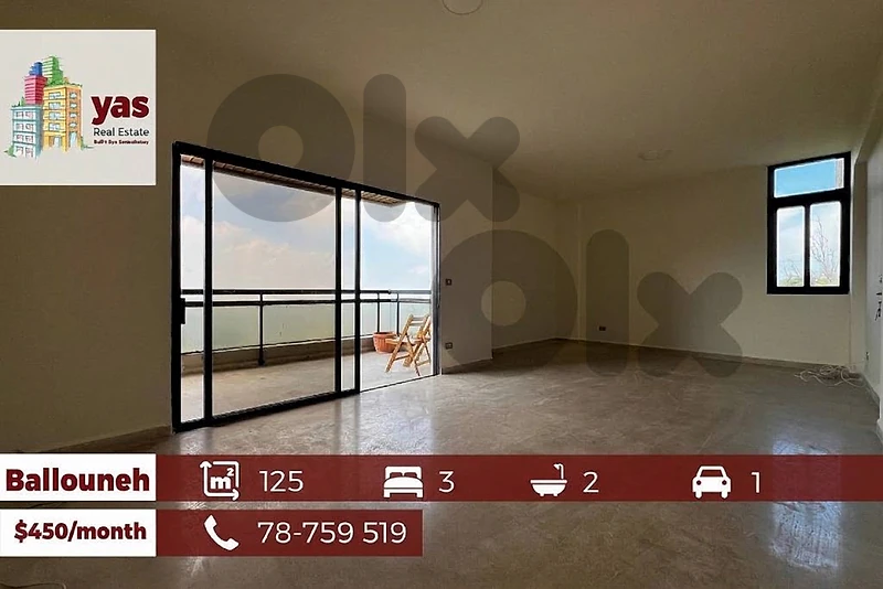 Ballouneh 125m2 | Panoramic Sea View | Well Maintained | Rent | KS
