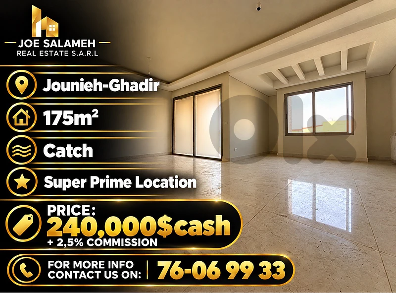 Catch Deal! 175m2 Ultra Prime Location in Jounieh-Ghadir 240,000$cash Catch Deal! 175m2 Ultra Prime Location in Jounieh-Ghadir 240,000$cash
