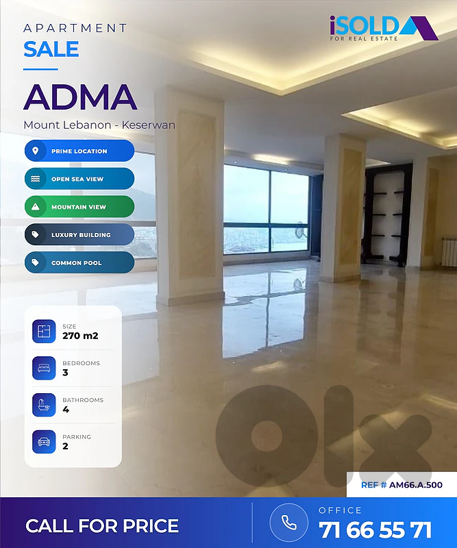 Apartment + Mountain & Sea view for Sale in Adma - شقة للبيع في ادما