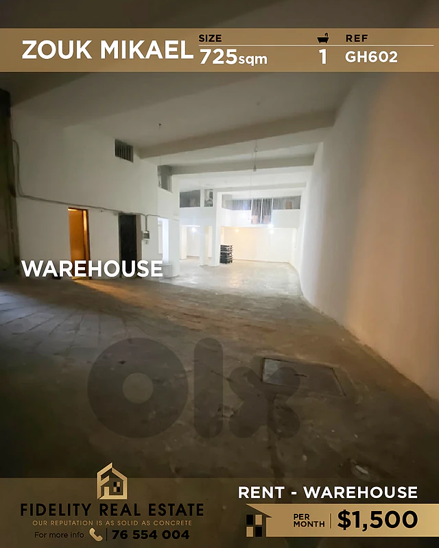 Warehouse for rent in Zouk Mikael GH602 مستودع للإيجار في زوق مكايل Warehouse for rent in Zouk Mikael GH602 مستودع للإيجار في زوق مكايل