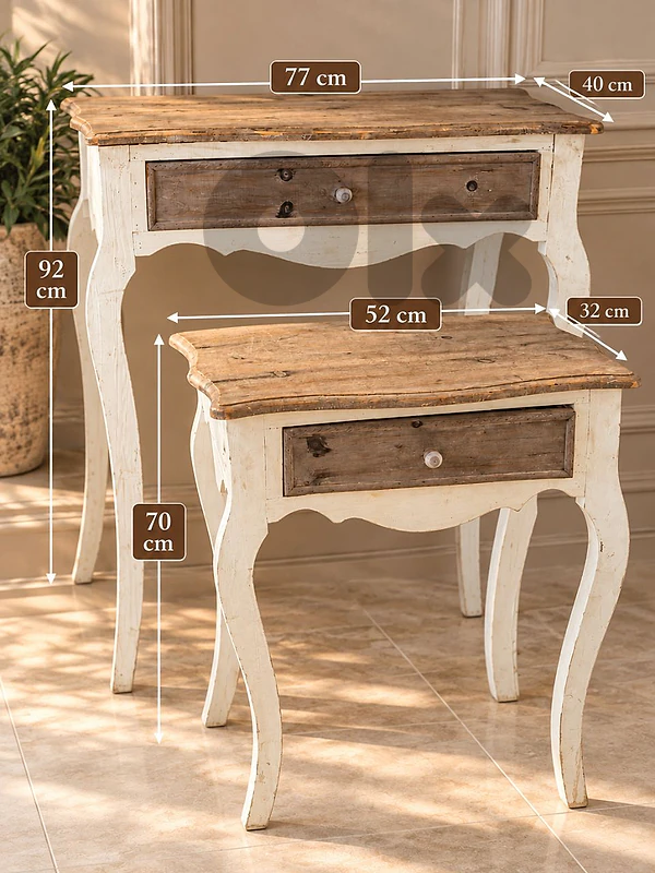 set of 2 wooden tables