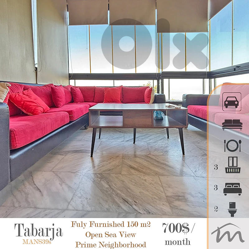 Tabarja | Fully Furnished 150m² | Prime Neighborhood | Open Sea View