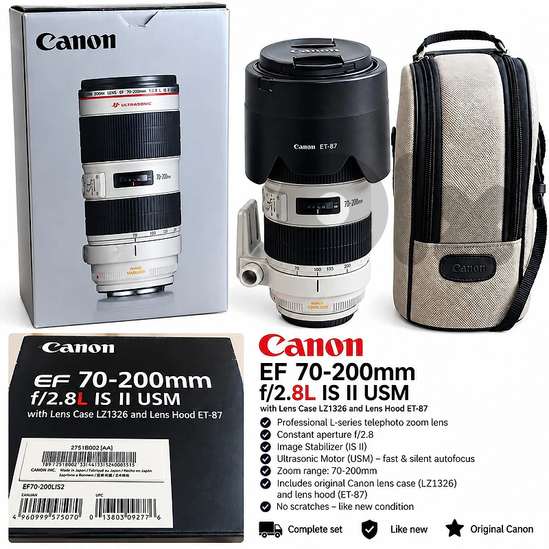 Canon EF 70–200mm f/2.8L IS II USM
Super clean condition