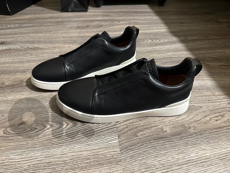 zegna triple stitch black size 47