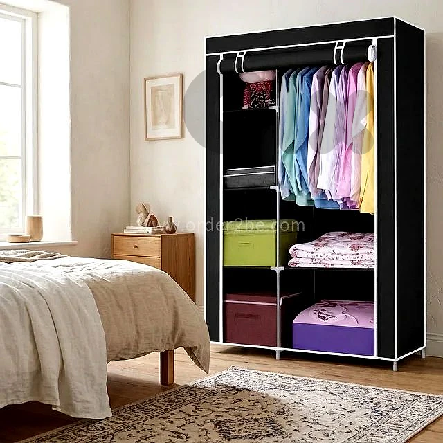 Portable Fabric Wardrobe with Roll-Up Cover