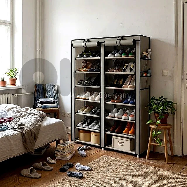 Shoe Storage Cabinet with Twin Roll-Up Covers