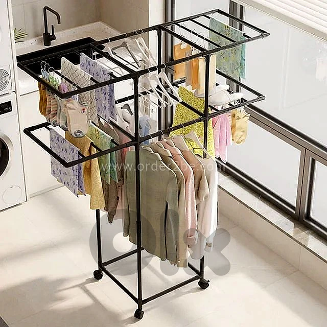 Clothes Rack with Wheels for Compact Laundry Spaces