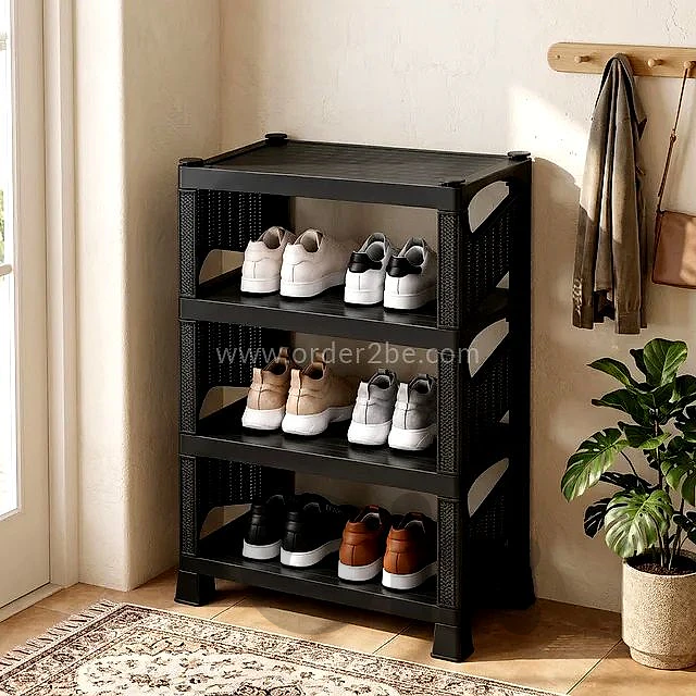 3-Tier Ventilated Plastic Shoe Rack