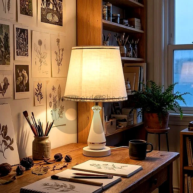 Conical Table Lamp with Gold Trim