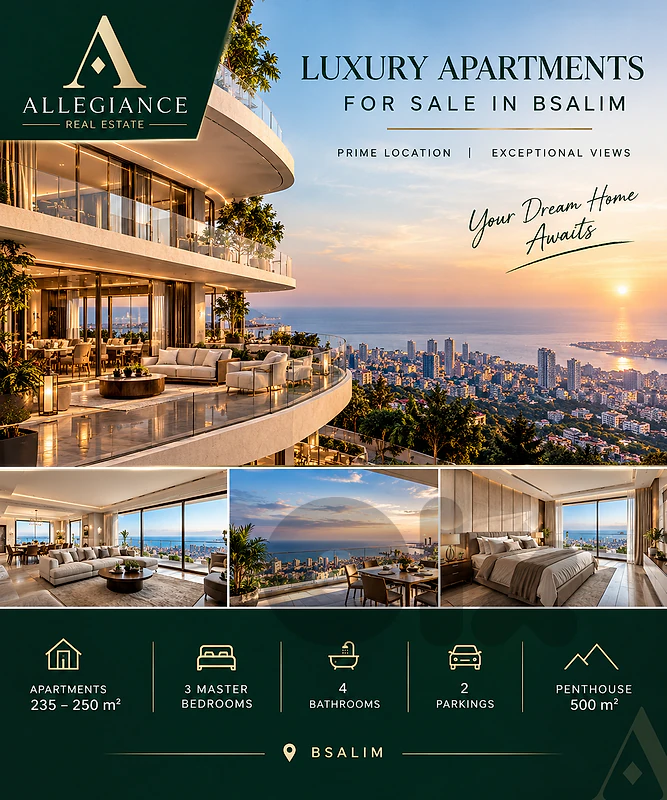 Apartment for sale in Baabdat/ Panoramic Mountain View/Garden ...