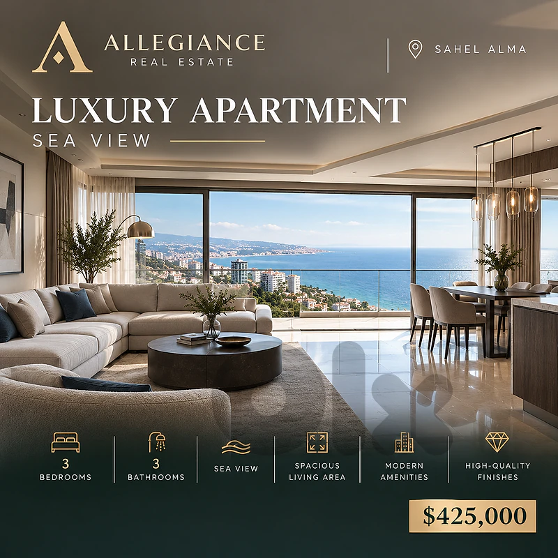 Luxury 3-Bedroom Apartment for Sale in Sahel Alma – Sea View