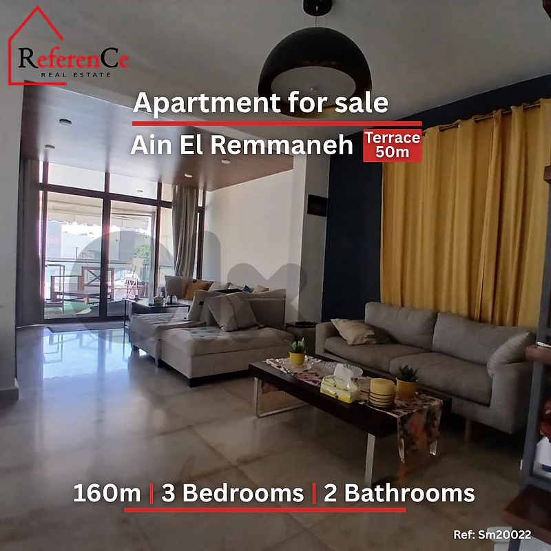 Apartment with terrace in Ain El Remmaneh شقة مع تراس في عين الرمانة