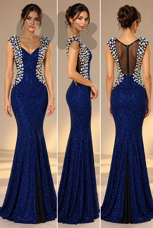 For Sale: Dark Blue Dress - Formal Events, Size 38, Worn Only Once!