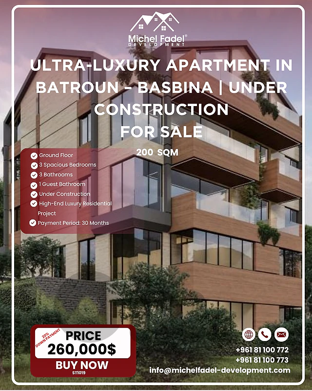 ST1019-Ultra-Luxury Apartment for Sale in Batroun – Basbina