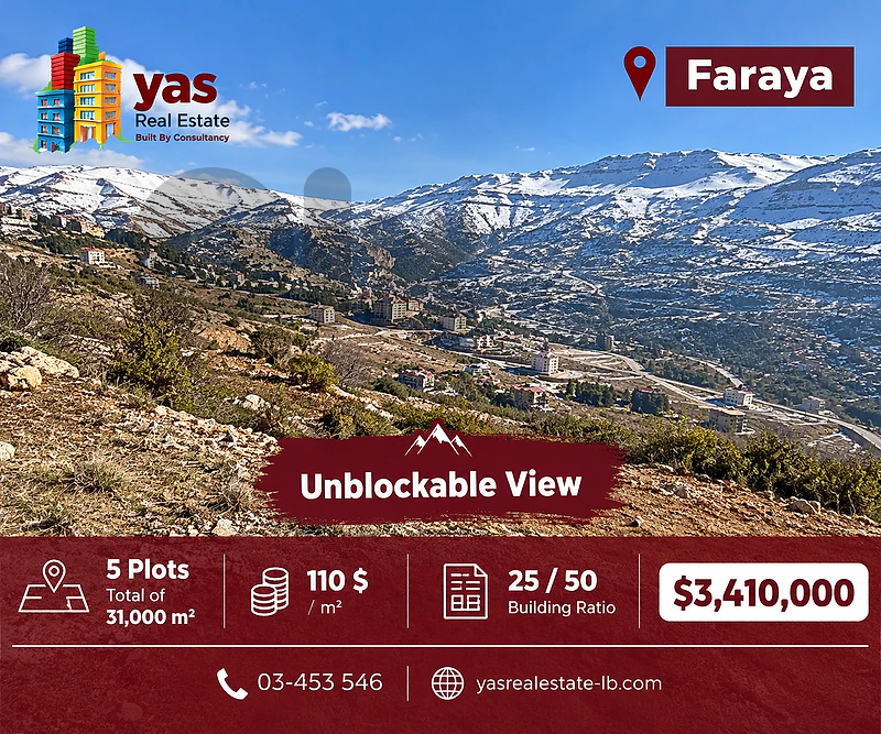 Faraya 31000m2 | 5 Plots | Open View | Perfect Investment | HN |
