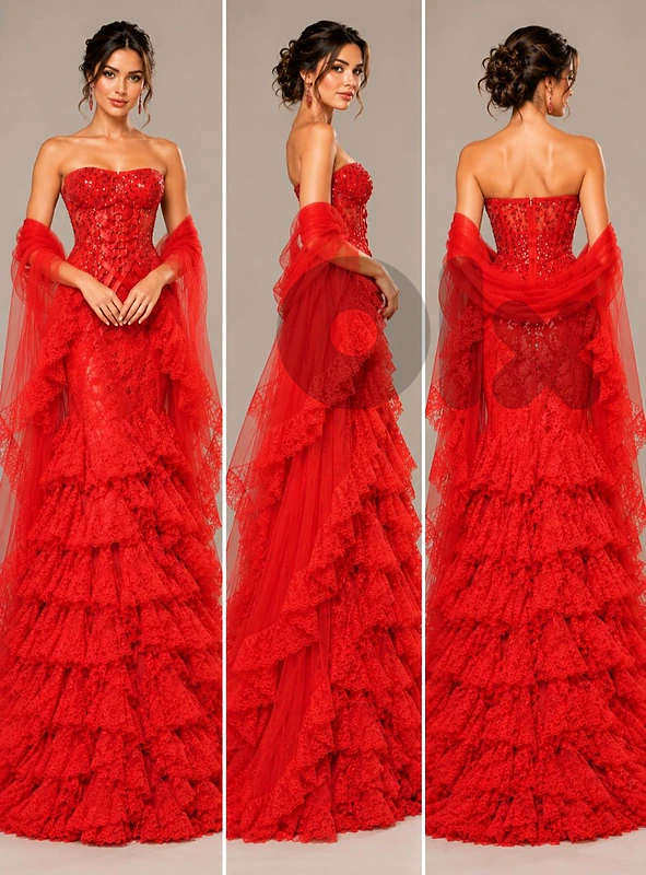 For Sale: Elegant Red Event Dress - Size 38, Worn Only Once!
