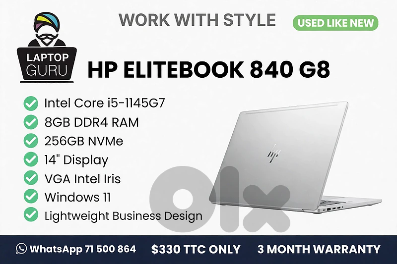 HP ELITEBOOK 840G8  I5-1145G7  8GB  256GB NVME  14''
