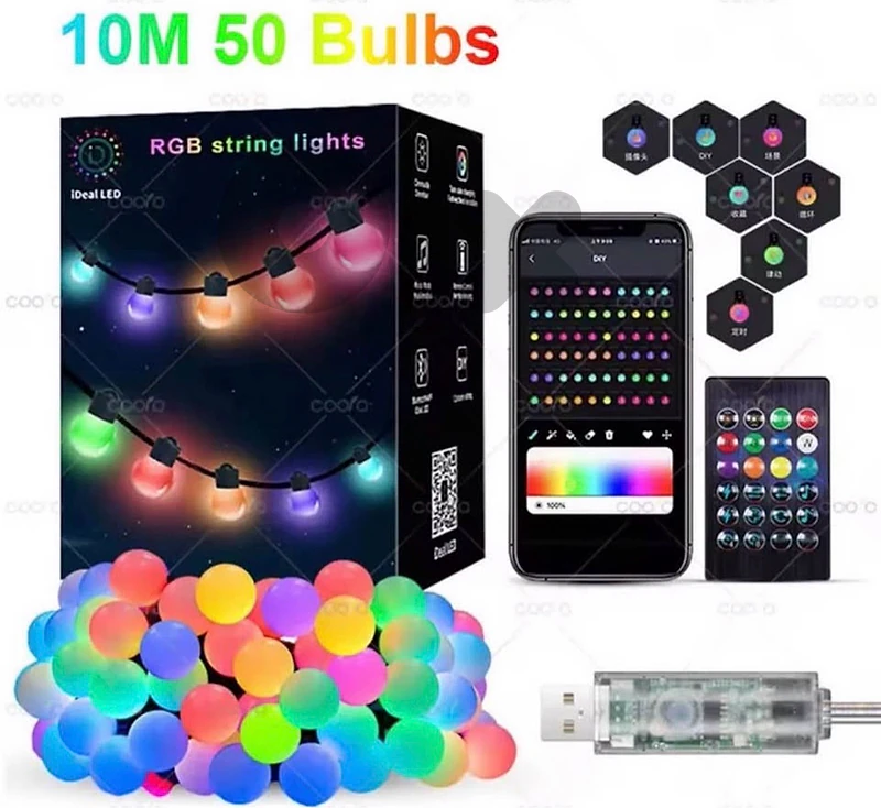 Christmas LED Lights USB powered eith Remote & Mobile App