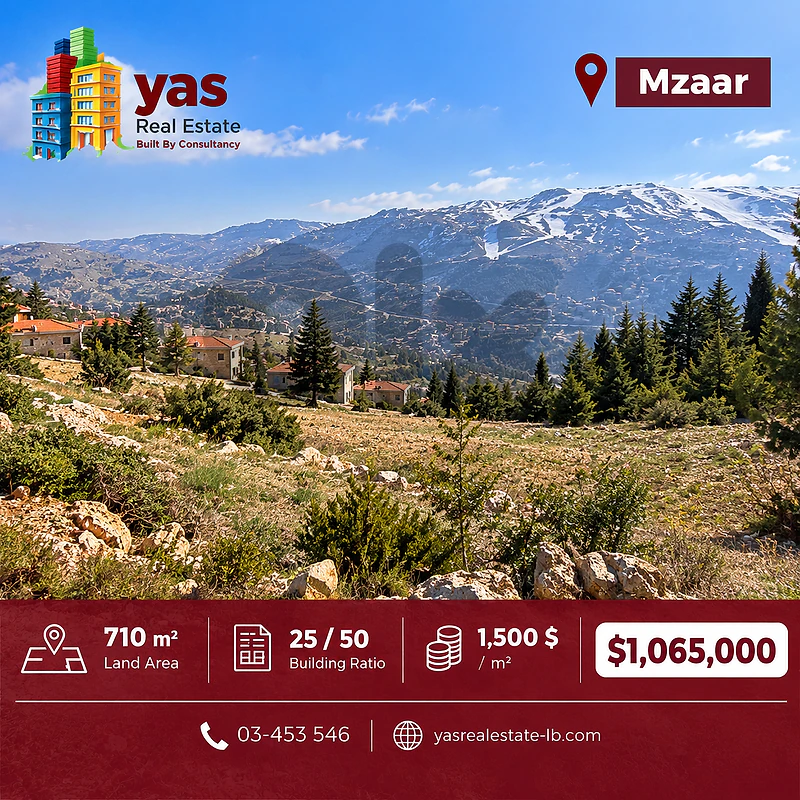 Mzaar 710m2 | Flat Land |  Classy District | Open View | HN |