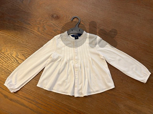 Polo Ralph Lauren Girls’ White Pleated Top – Size 3T