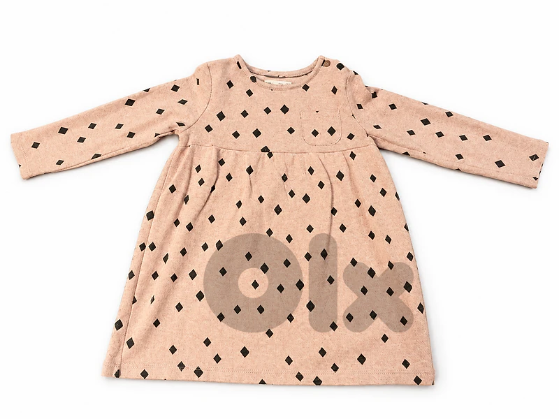 Zara Baby Girl Pink Dress with Black Diamond Print – 3/4 Years
