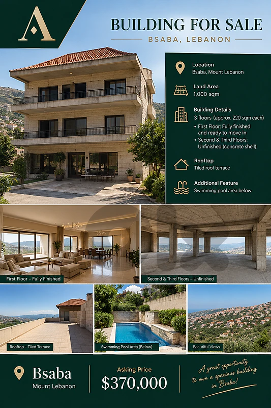 uilding for Sale in Bsaba, Mount Lebanon