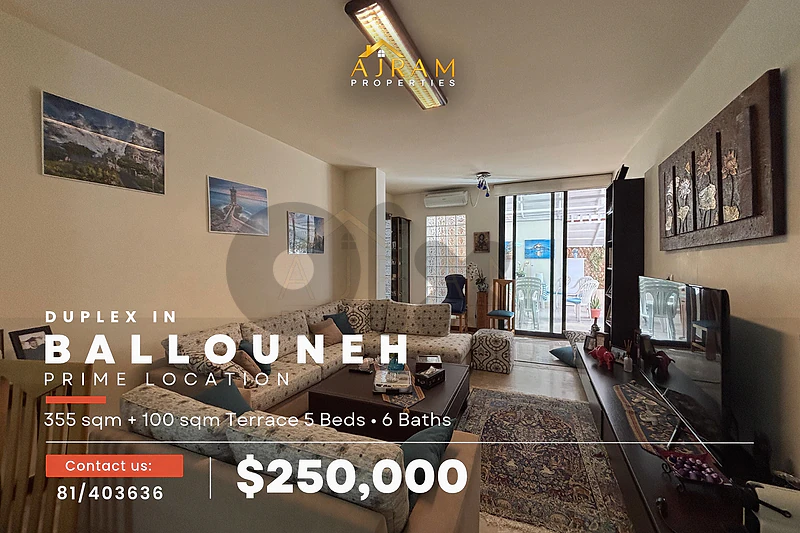 Duplex In Ballouneh 355 sqm + 100 sqm Terrace | Prime Location
