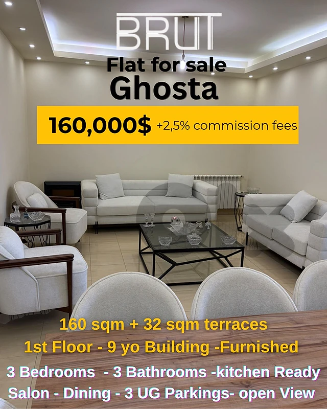 160 sqm fully furnished apartment for sale in Ghosta keserwan 160 sqm fully furnished apartment for sale in Ghosta keserwan