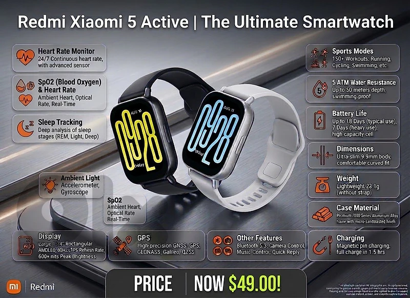 Redmi Xiaomi 5 active smart watch