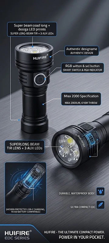 huifire mini high power flashlight