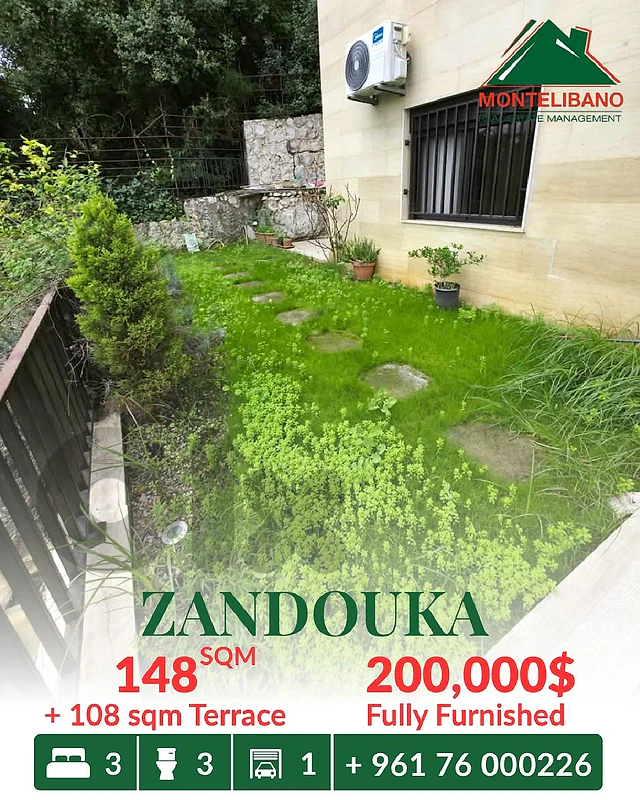 Fully Furnished 148 sqm Apartment + 108 sqm Terrace For Sale in Zandou