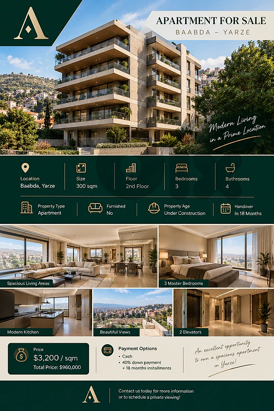 under construction - Apartment for Sale in Baabda Yarze