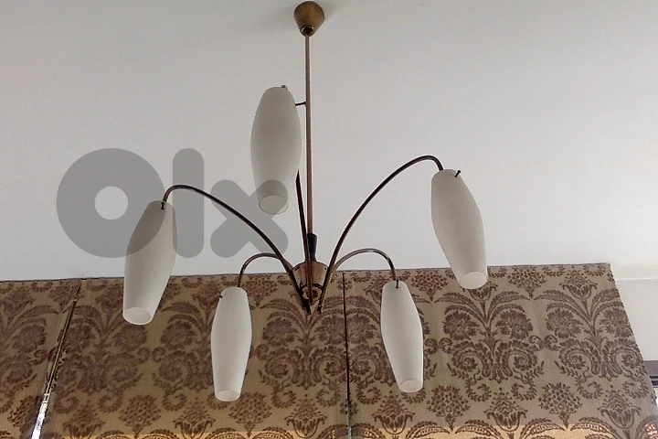 1950's Italian Stilnovo Brass Chandelier