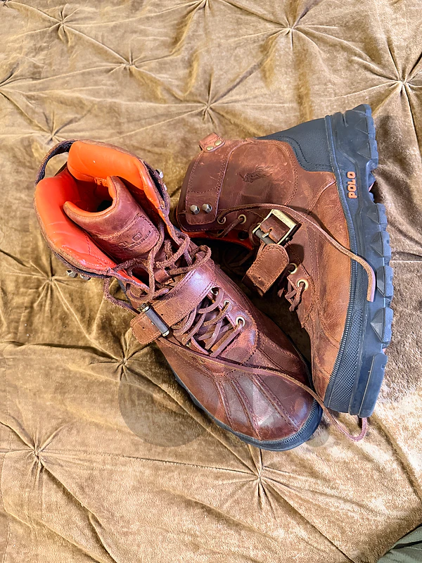 Leather Lace Up Buckle Boots Brown