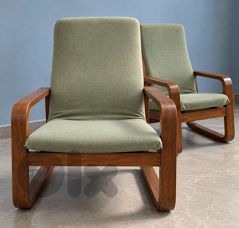 Set of 2 Green Armchairs