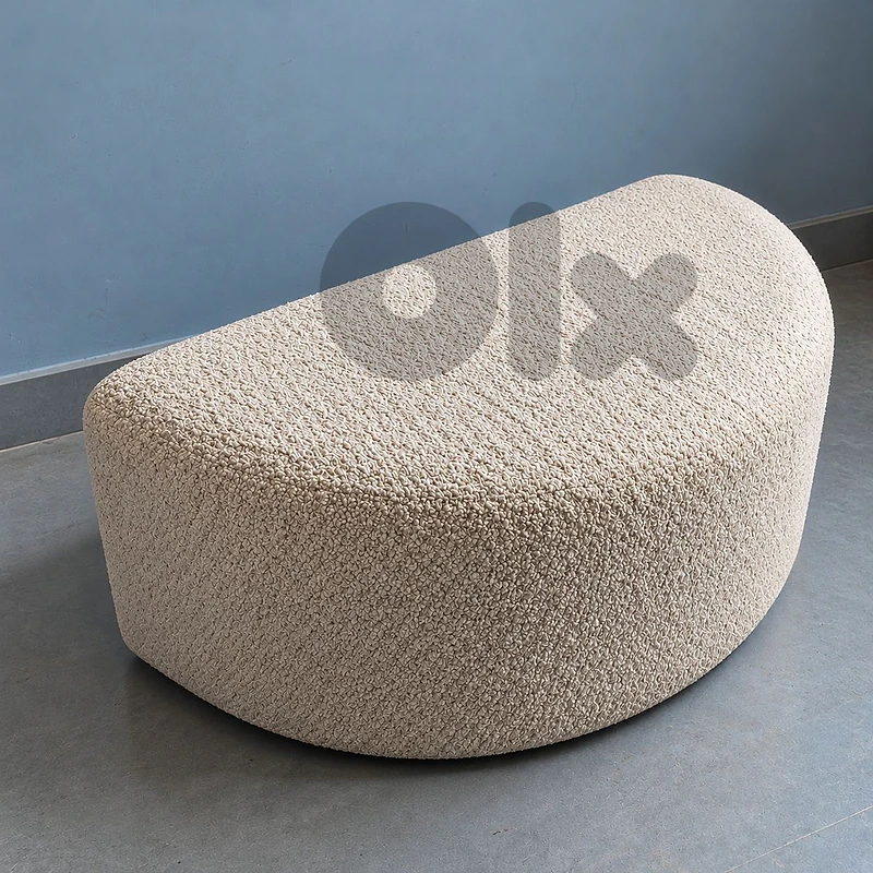 Cream Bouclé Ottoman