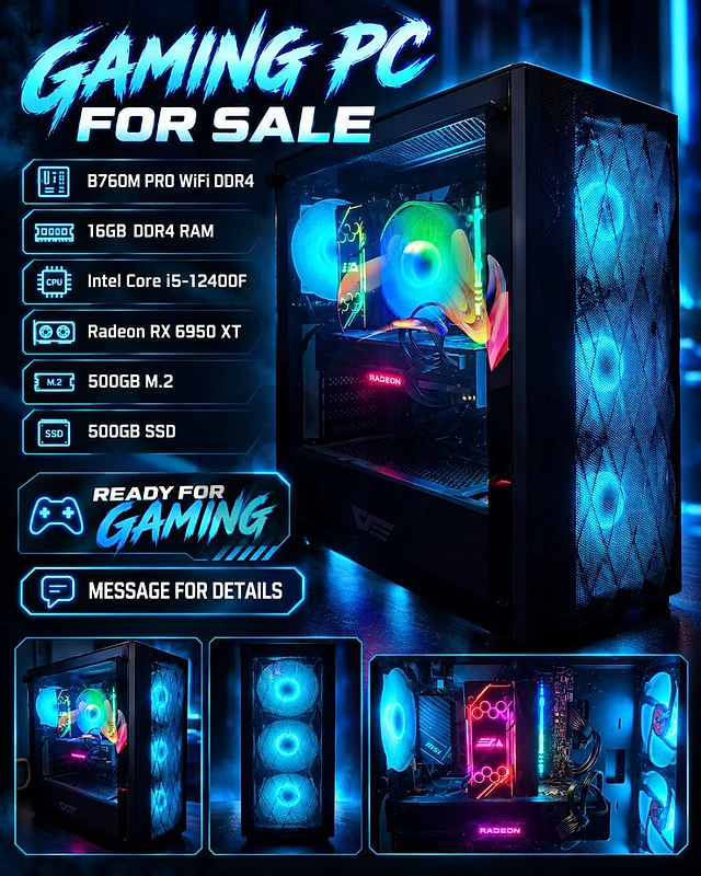 RX 6950 XT 16GB, Powerful Gaming Pc I5 12400f, B760M-A PRO WIFI