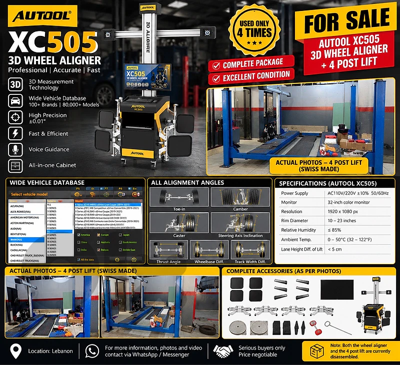 AUTOOL XC505 3D Wheel Aligner + Swiss 4 Post Lift