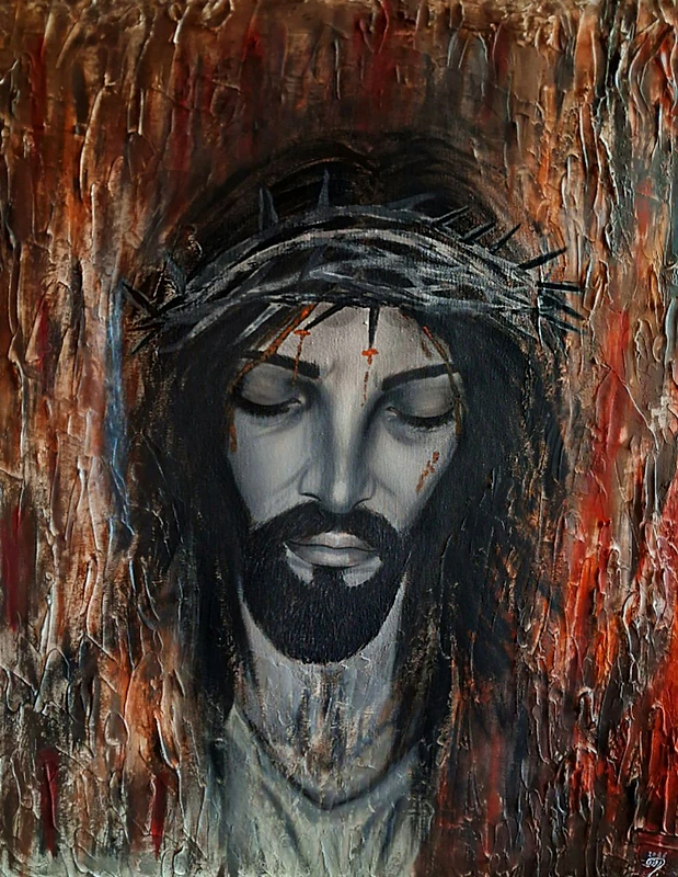 jesus acrylic painting لوحة رسم يد ليسوع
