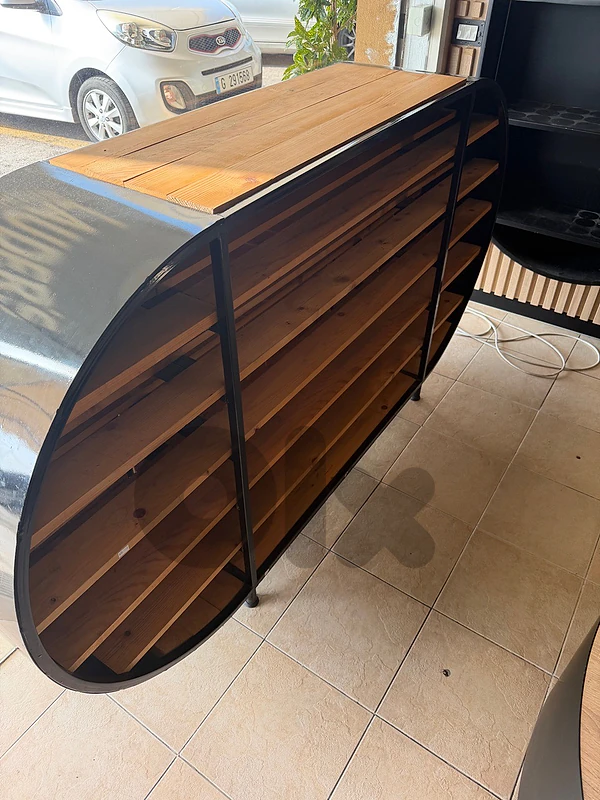 Curved Wooden Wine Display Cabinet