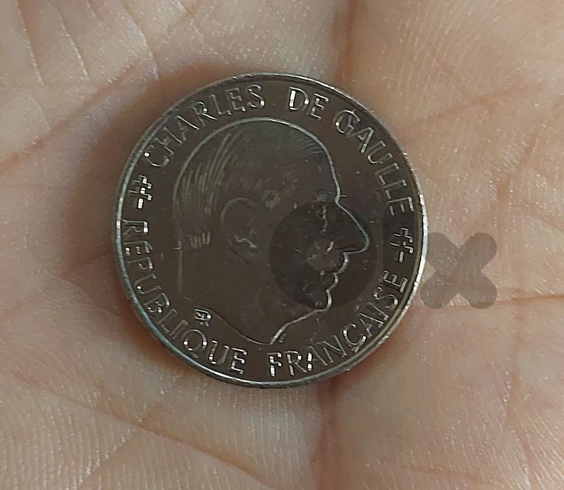 One French Franc Coin Memorial to president Charles de Gaulle