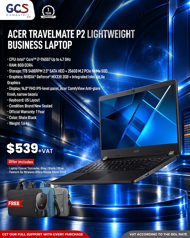Acer TravelMate P2 Lightweight Business Laptop
